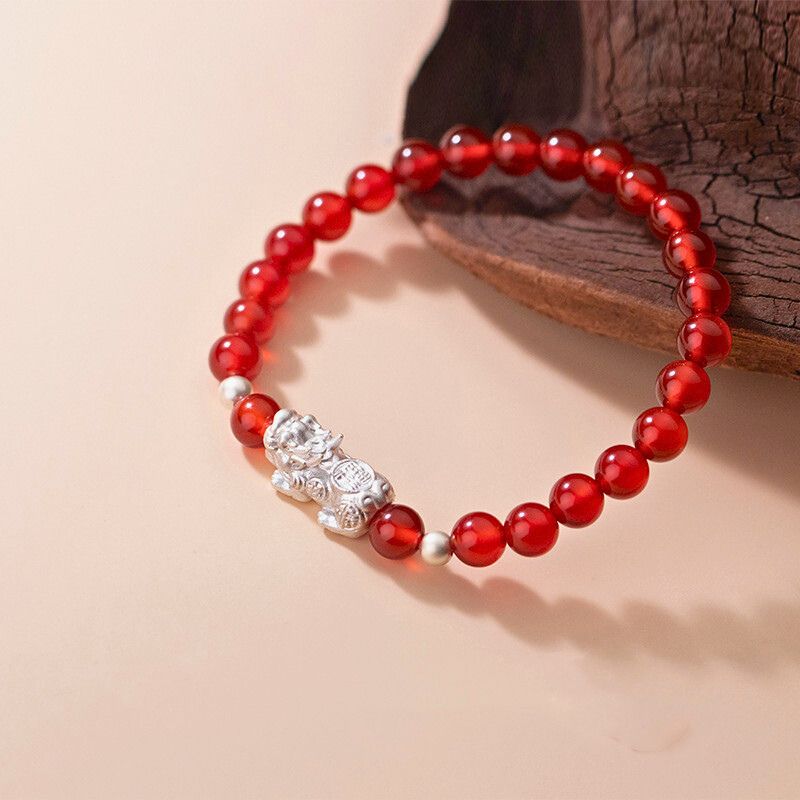 Red Agate Wealth Attractor Pixiu Bracelet - Prosperity, Protection, Grounding