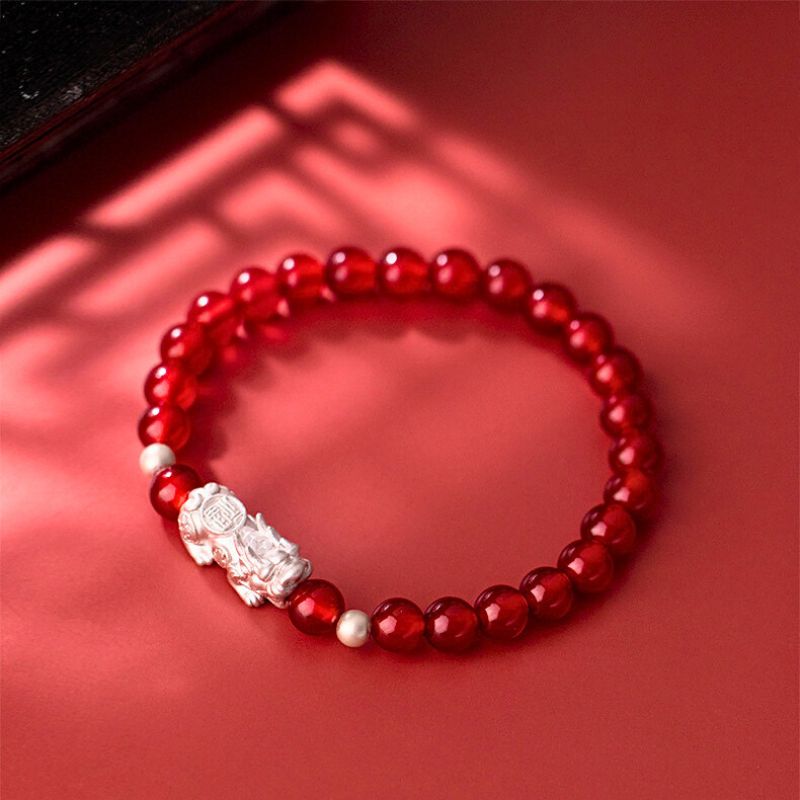 Red Agate Wealth Attractor Pixiu Bracelet - Prosperity, Protection, Grounding