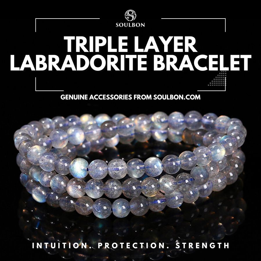 Triple Layer Labradorite Bracelet - Intuition, Protection, Strength