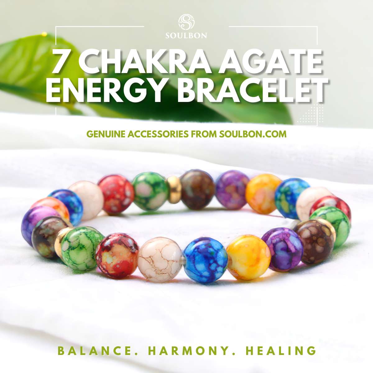 7 Chakra Agate Energy Bracelet - Balance, Harmony, Healing