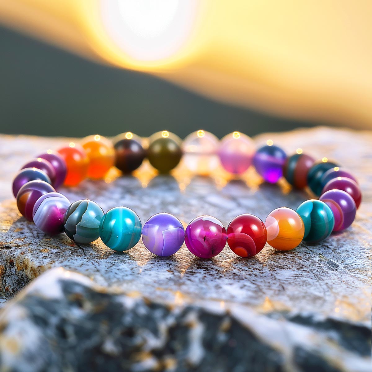 Blissful Multi-Color Agate Bracelet - Peace, Protection, Confidence