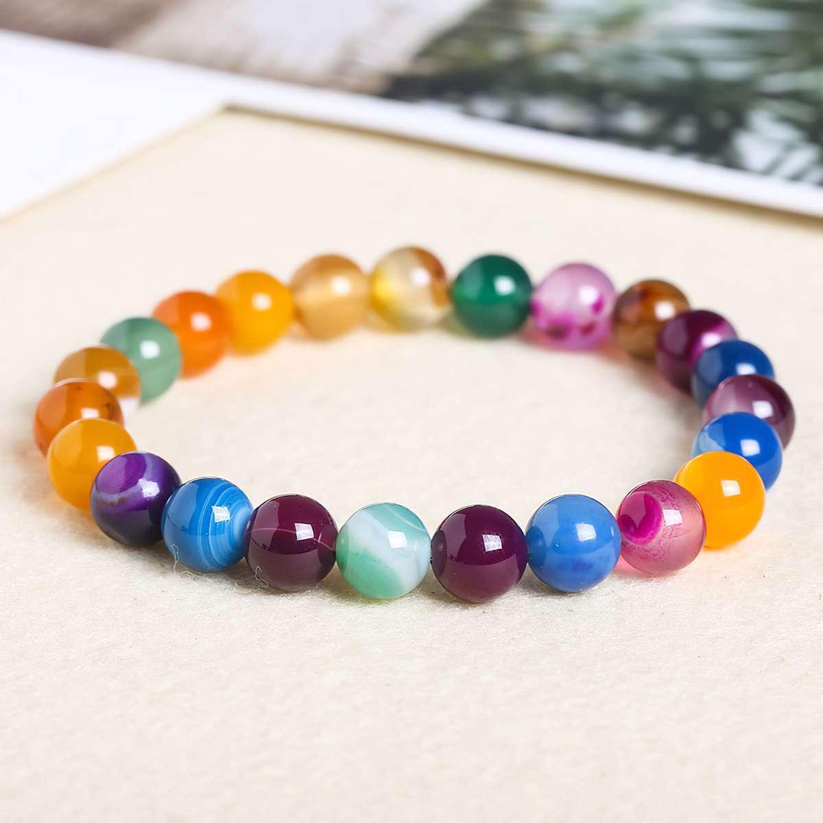 Blissful Multi-Color Agate Bracelet - Peace, Protection, Confidence