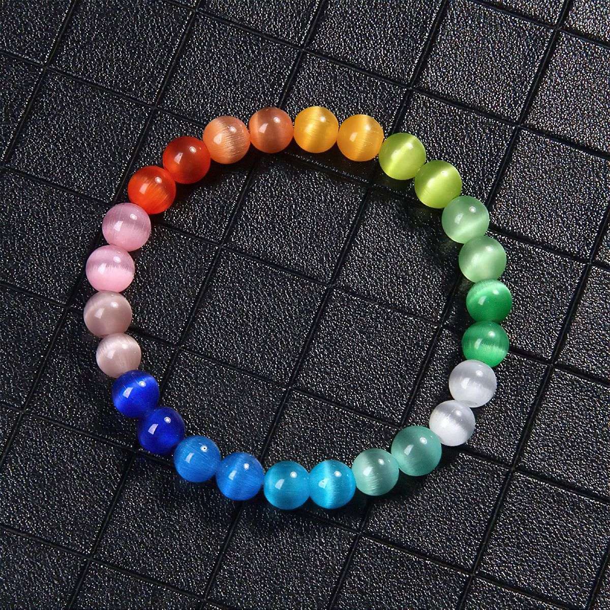 Rainbow Cat's Eye Good Luck Bracelet - Luck, Protection, Prosperity