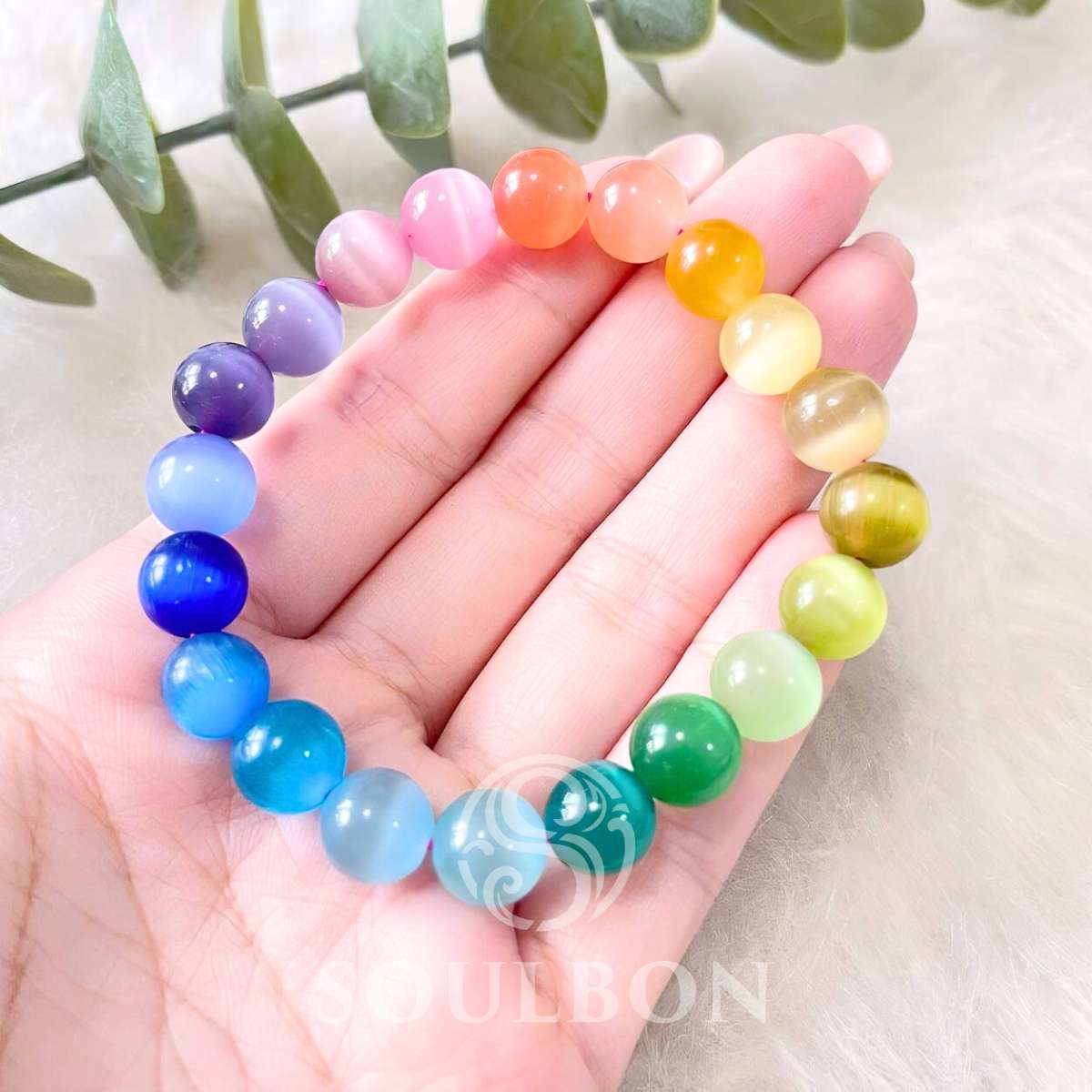 Rainbow Cat's Eye Good Luck Bracelet - Luck, Protection, Prosperity