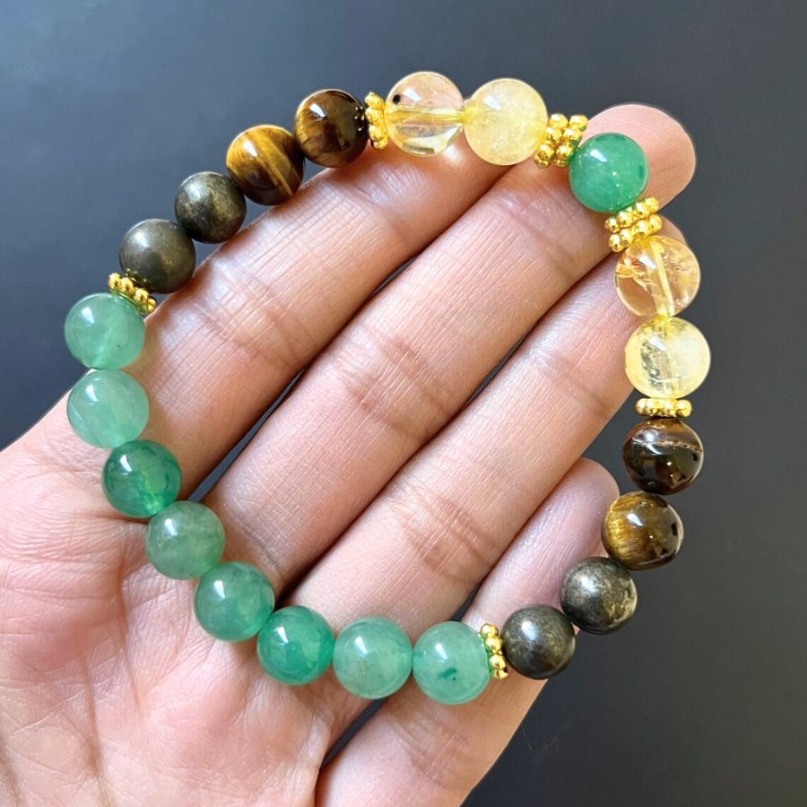 The Financial Success Bracelet - Green Aventurine, Citrine, Pyrite, Tiger's Eye