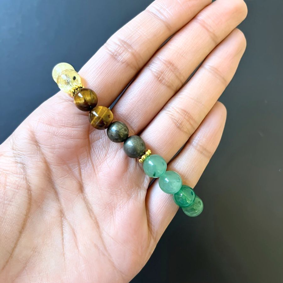 The Financial Success Bracelet - Green Aventurine, Citrine, Pyrite, Tiger's Eye