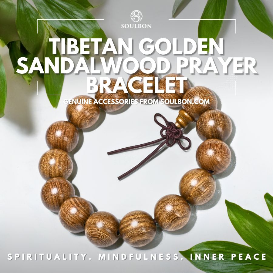 Tibetan Golden Sandalwood Prayer Bracelet - Spirituality, Mindfulness, Inner Peace