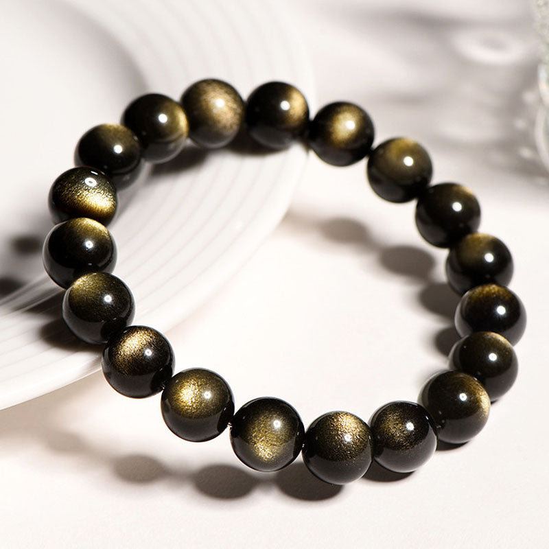 Spiritual Protection Golden Obsidian Bracelet - Clarity, Protection, Confidence