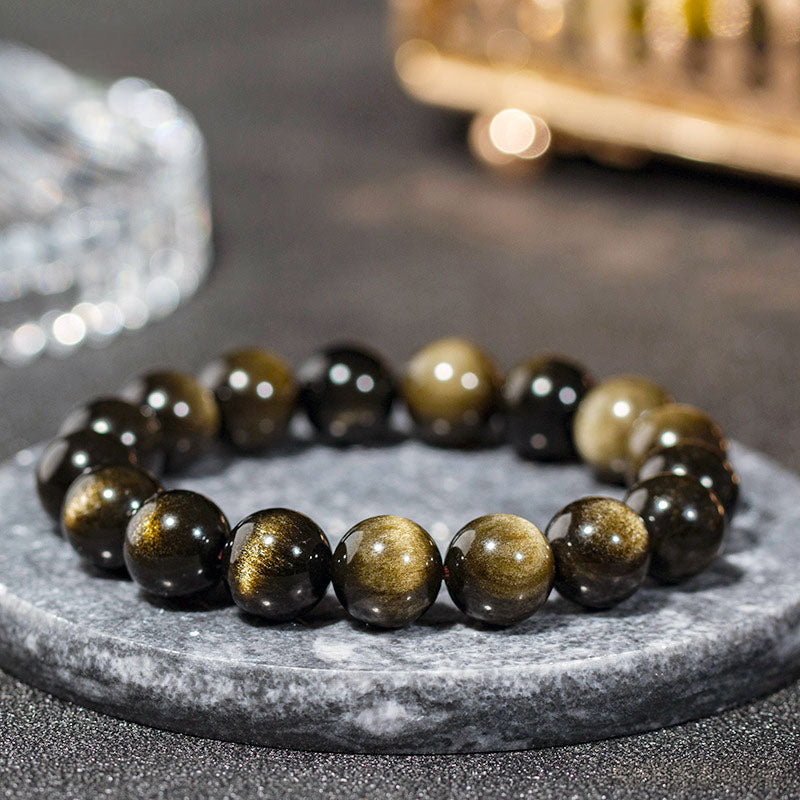 Spiritual Protection Golden Obsidian Bracelet - Clarity, Protection, Confidence