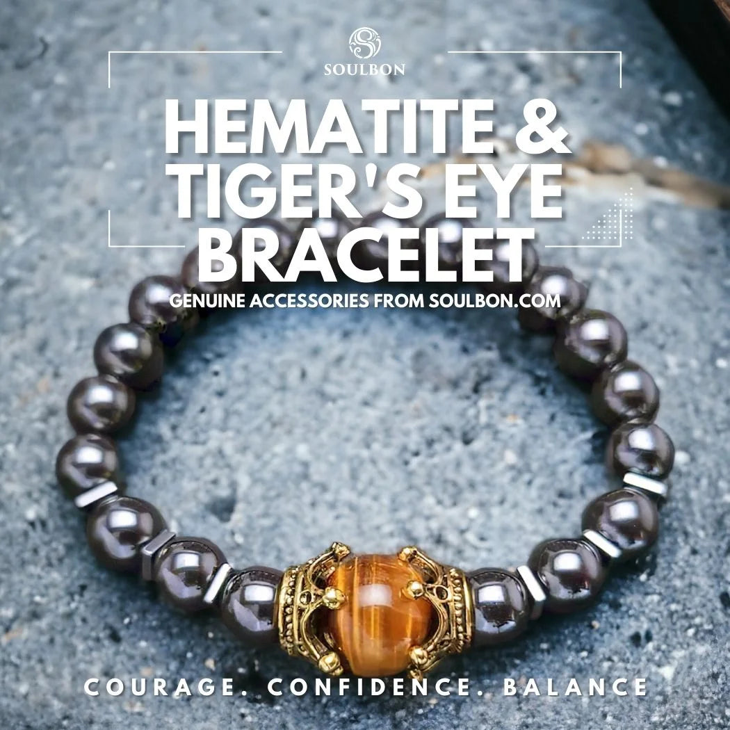 Hematite & Tiger's Eye Bracelet - Courage, Confidence, Balance