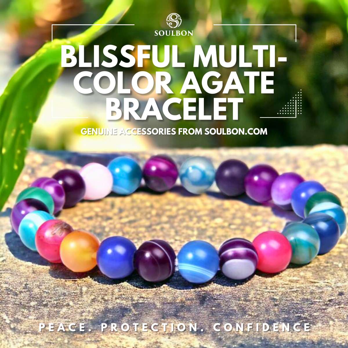 Blissful Multi-Color Agate Bracelet - Peace, Protection, Confidence