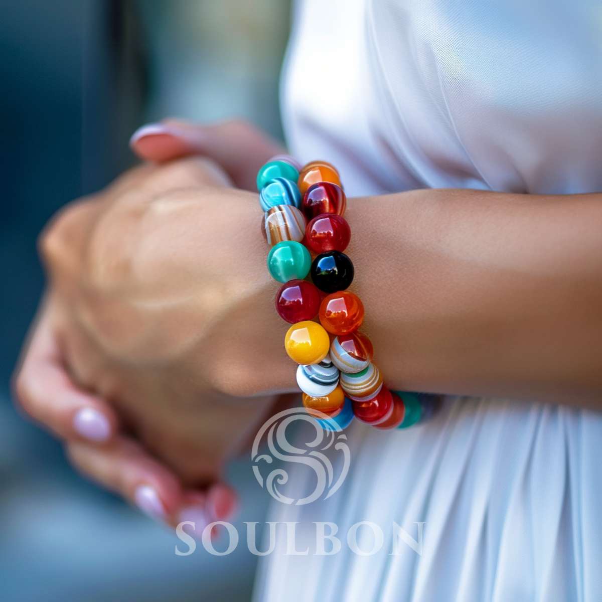 Blissful Multi-Color Agate Bracelet - Peace, Protection, Confidence