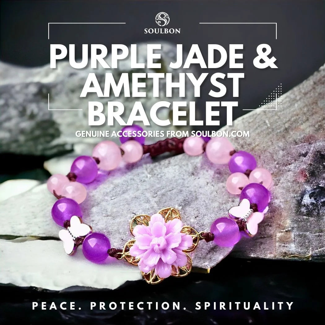 Purple Jade and Amethyst Bracelet - Peace, Protection, Spirituality