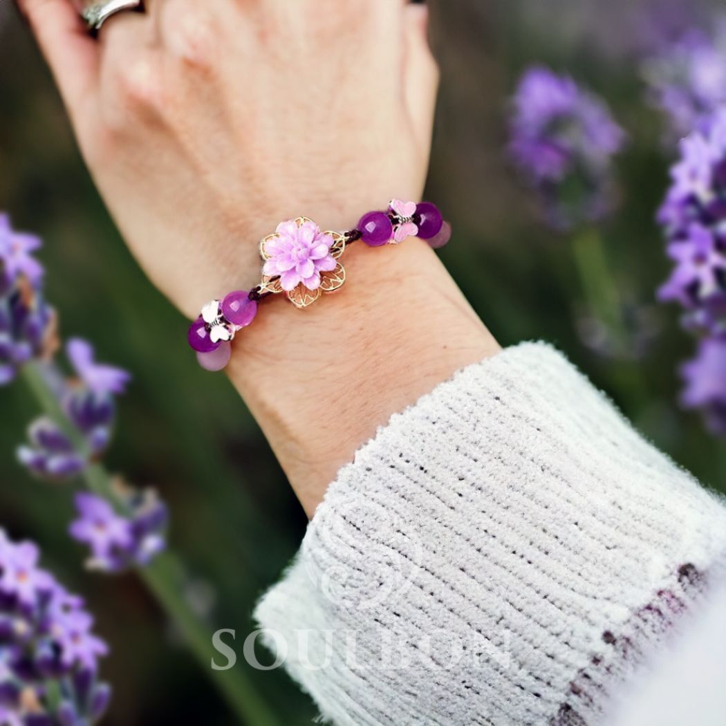 Purple Jade and Amethyst Bracelet - Peace, Protection, Spirituality