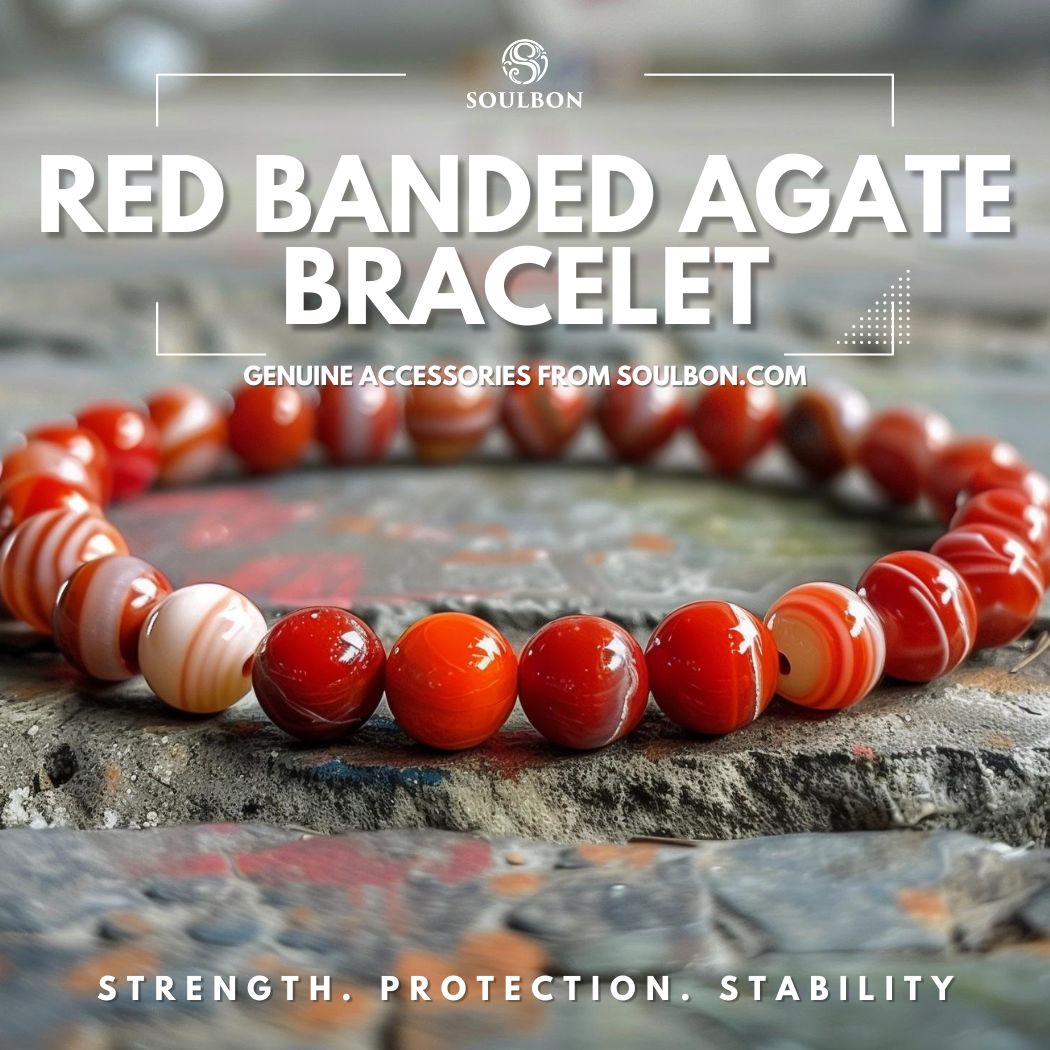 Red Banded Agate Bracelet - Strength, Protection, Stability