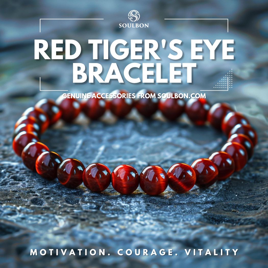 Red Tiger's Eye Bracelet - Motivation, Courage, Vitality