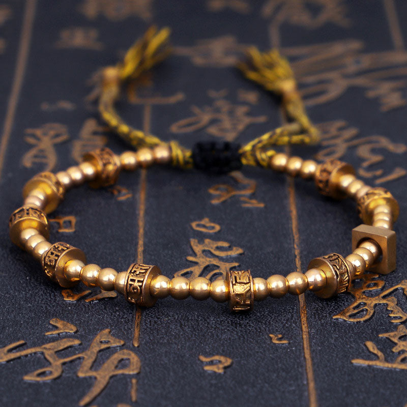 Tibetan Copper Beads Mani Mantra Bracelet - Healing, Balance, Wealth