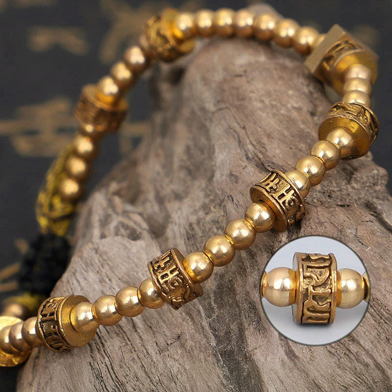 Tibetan Copper Beads Mani Mantra Bracelet - Healing, Balance, Wealth