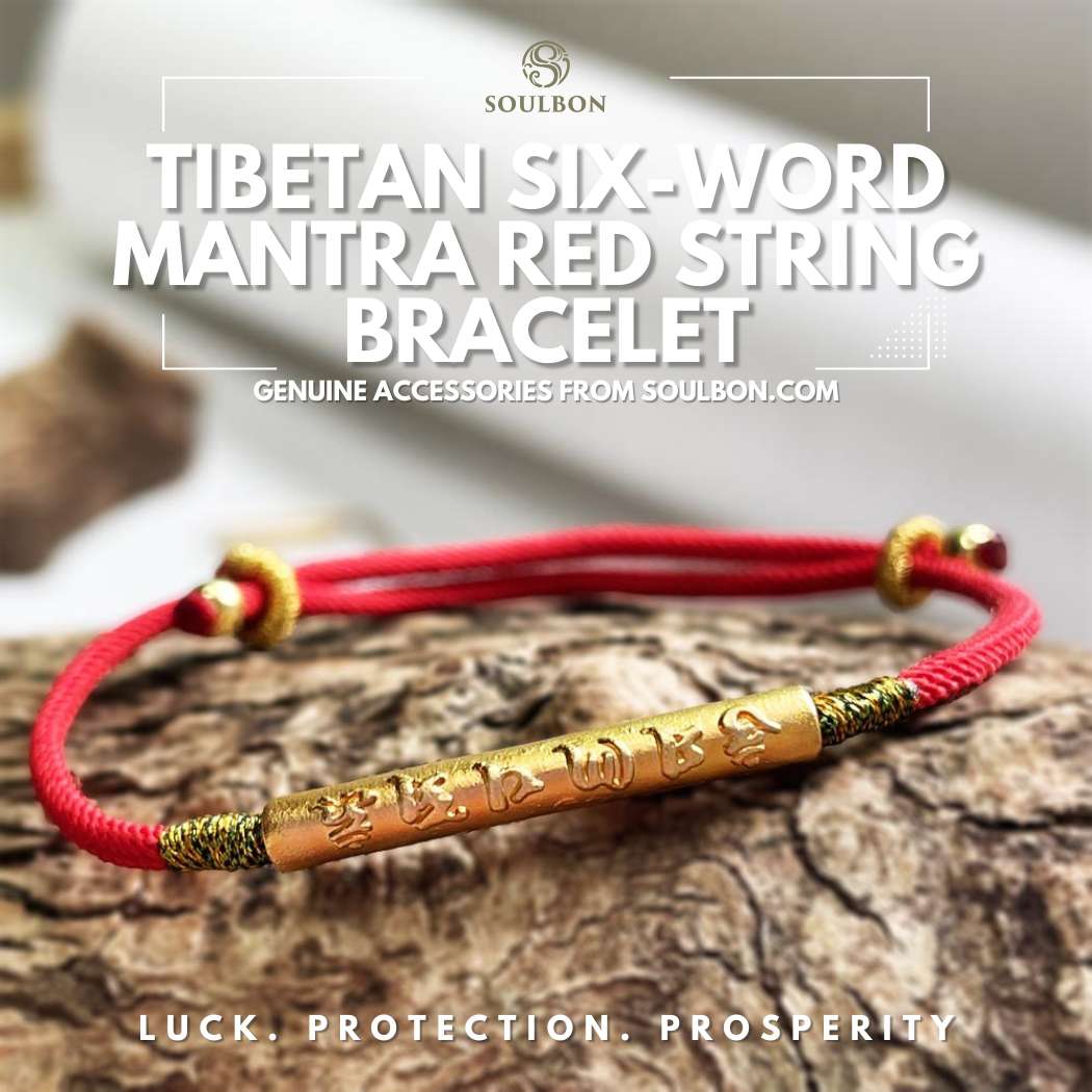 Tibetan Six-Word Mantra Red String Bracelet - Luck, Protection, Prosperity