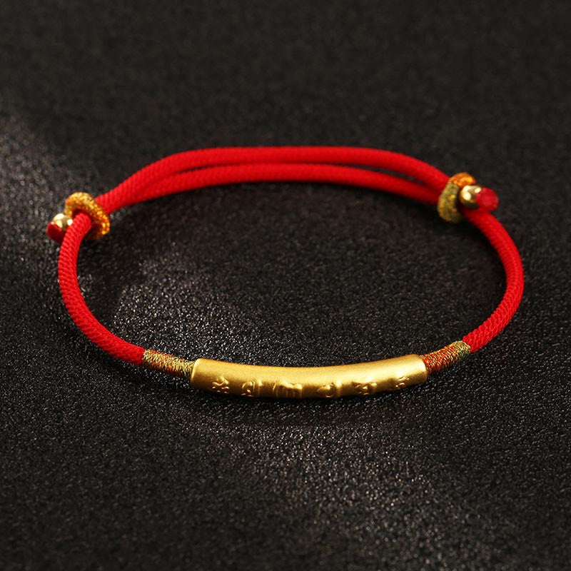 Tibetan Six-Word Mantra Red String Bracelet - Luck, Protection, Prosperity