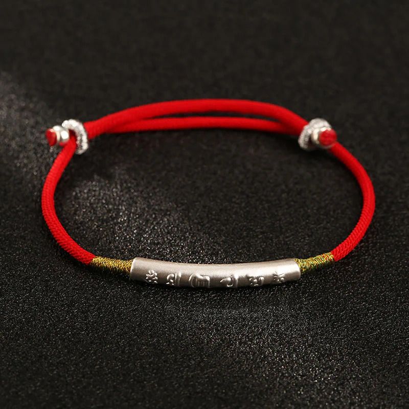 Tibetan Six-Word Mantra Red String Bracelet - Luck, Protection, Prosperity