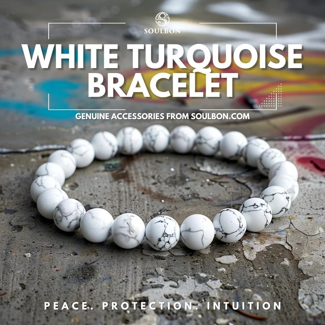 White Turquoise Bracelet - Peace, Protection, Intuition